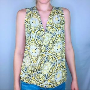 INC Paisley Blouse Sheer Sleeveless Wrap Summer Colorful Breathable Workwear